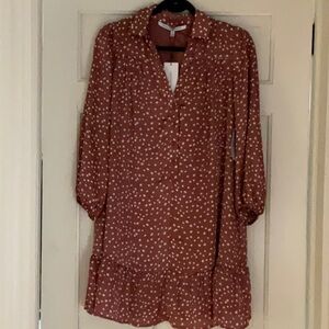 Rust Polka Dot Ruffle Dress